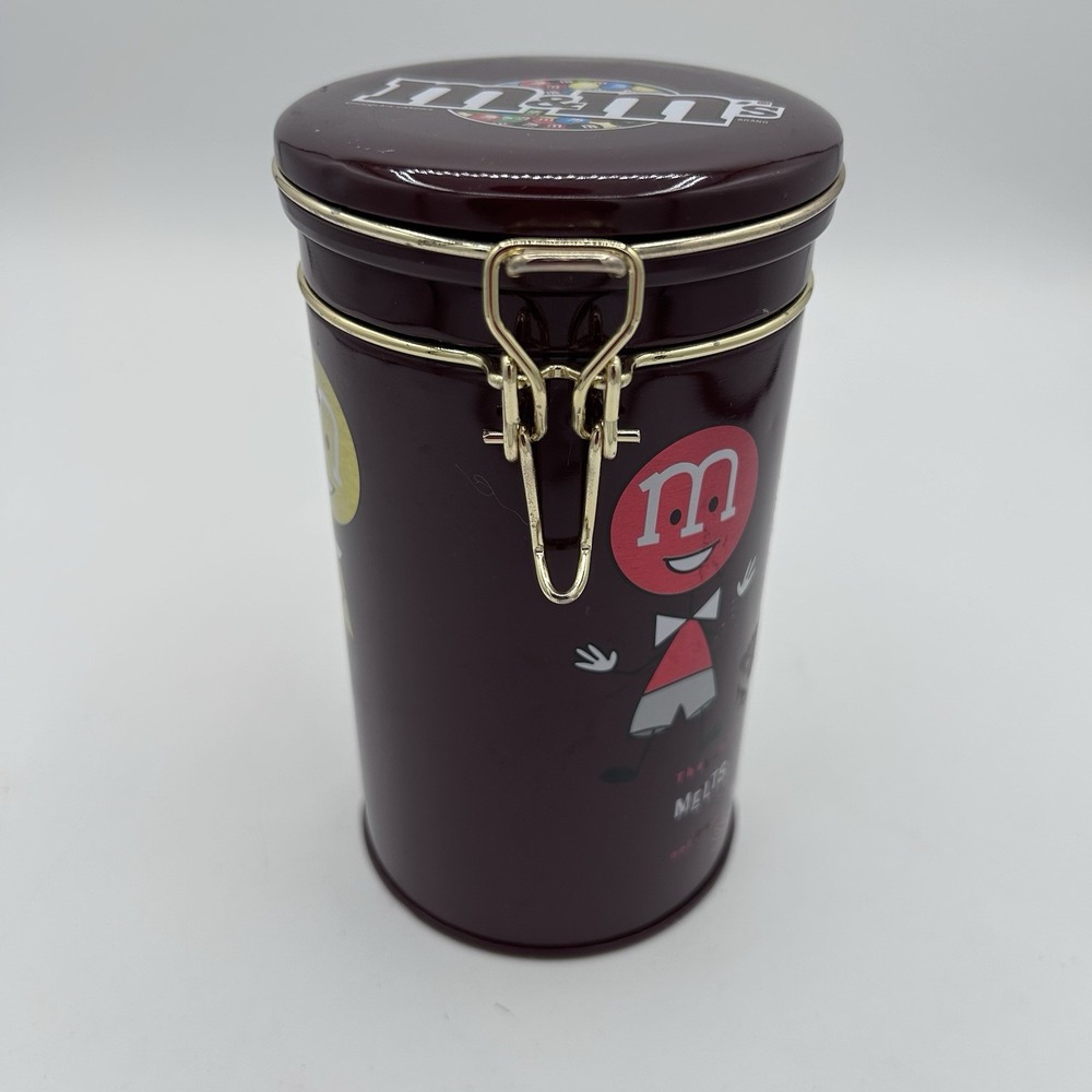 M&M's Milk Chocolate Tin Cylinder 2011 Wire Bale Closure 5" x 3" Yellow Red